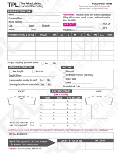 The Print Lab, Inc. - Work Order Form